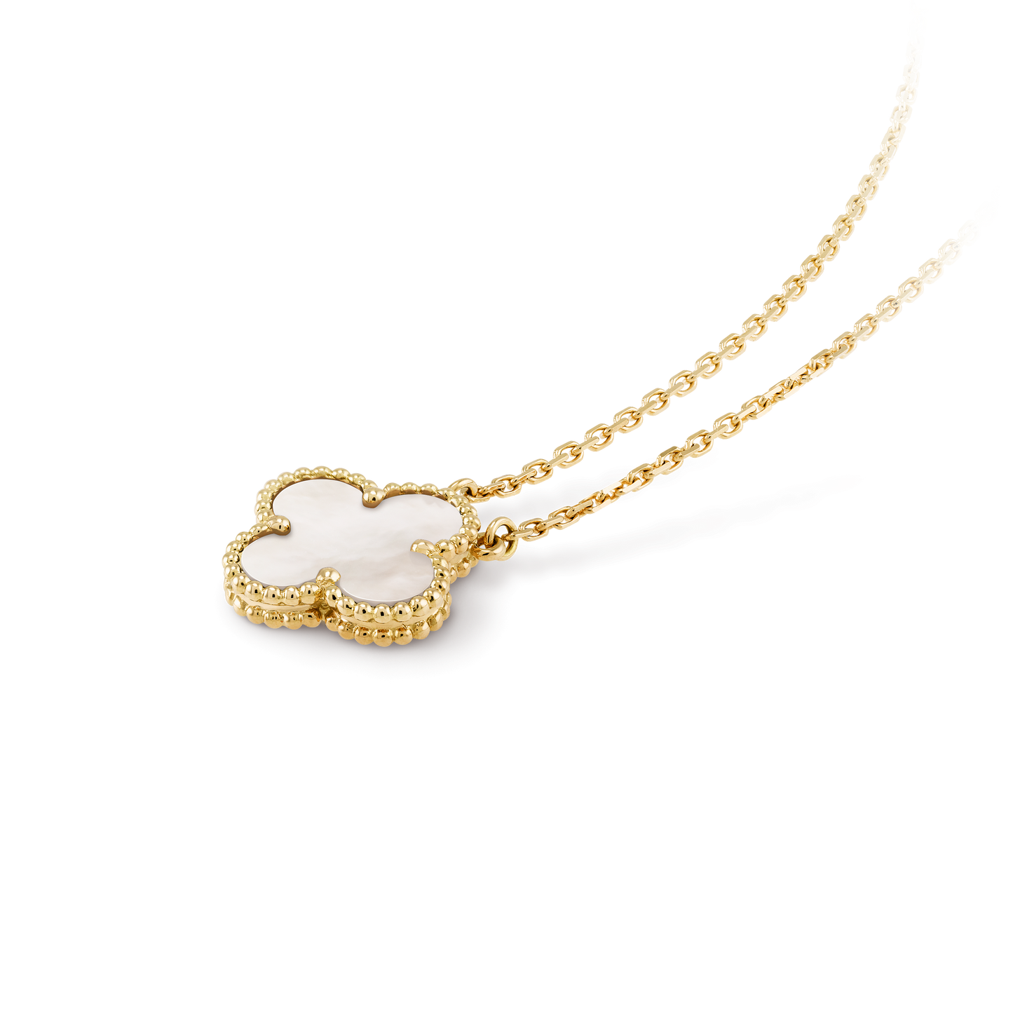 VINATGE ALHAMBRA PENDANT NECKLACE WHITE MOTHER-OF-PEARL
