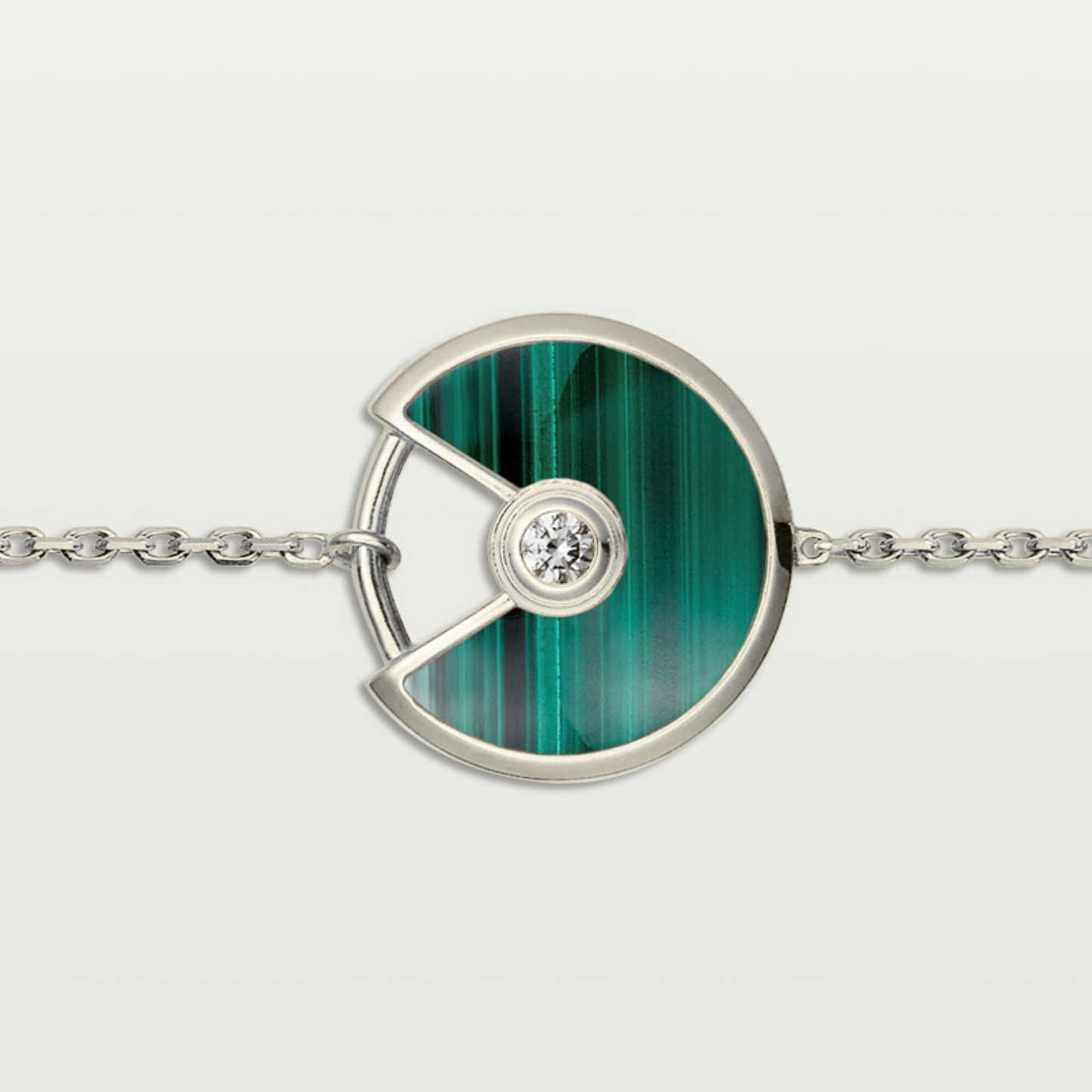 CARTIER CURB CHAIN MALACHITE GREEN AMULET WHITE GOLD