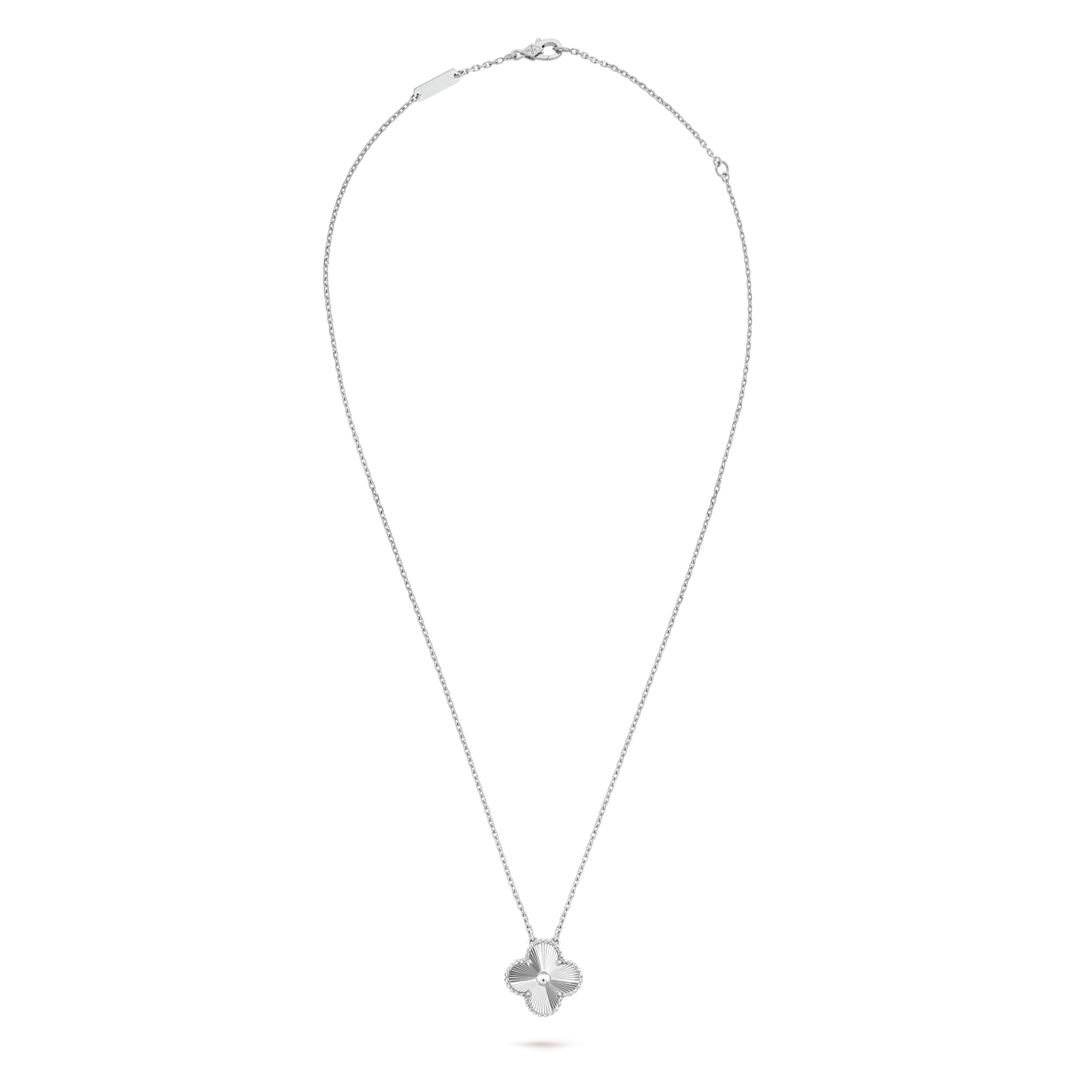 VINTAGE ALHAMBRA WHITE GOLD PENDANT NECKLACE