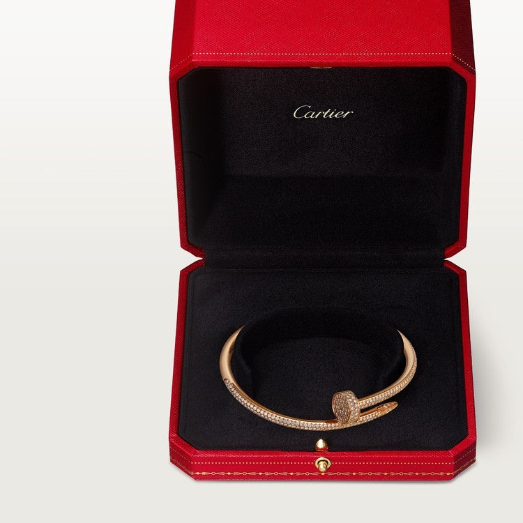 CARTIER JUSTE UN STUD BRACELET CLASSIC SEMI PAVÉ ROSE GOLD