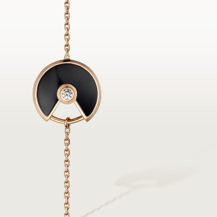 CARTIER CURB CHAIN BLACK ONYX ROSE GOLD AMULET