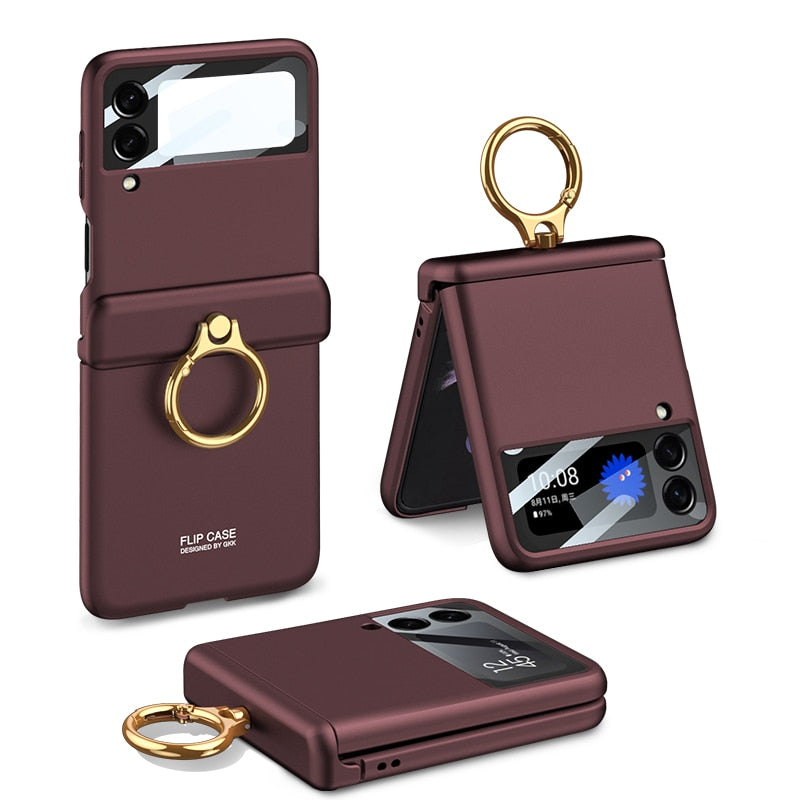 Armor Case with Ring Bracket Stand for Samsung Galaxy Z Flip 4 (Magnetic Hinge Cover) - casetiphone