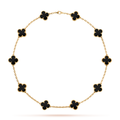 VINTAGE ALHAMBRA NECKLACE 7 PATTERNS BLACK ONYX