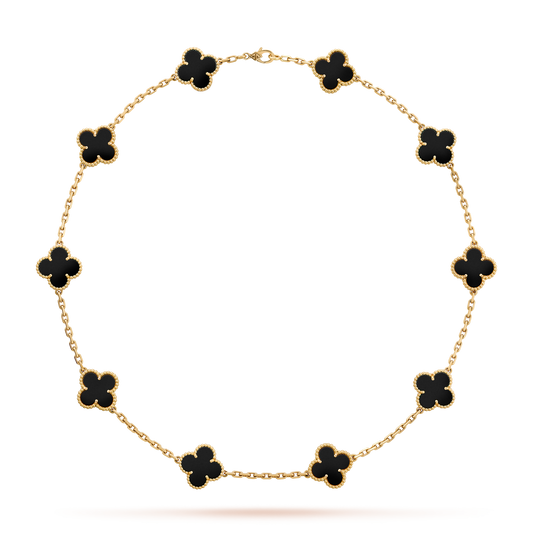 VINTAGE ALHAMBRA NECKLACE 7 PATTERNS BLACK ONYX