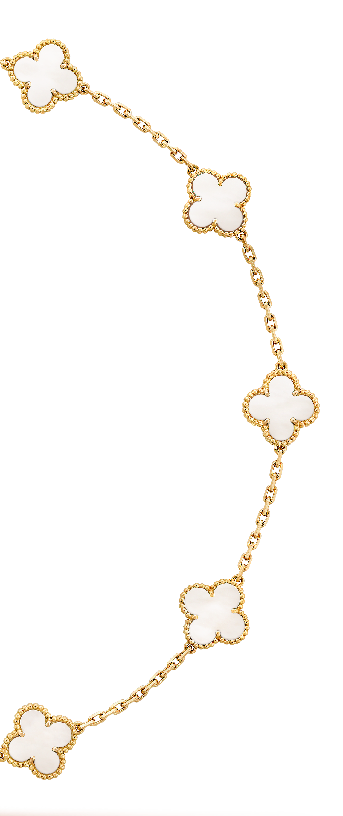 VINTAGE ALHAMBRA NECKLACE 7 PATTERNS WHITE MOTHER OF PEARL