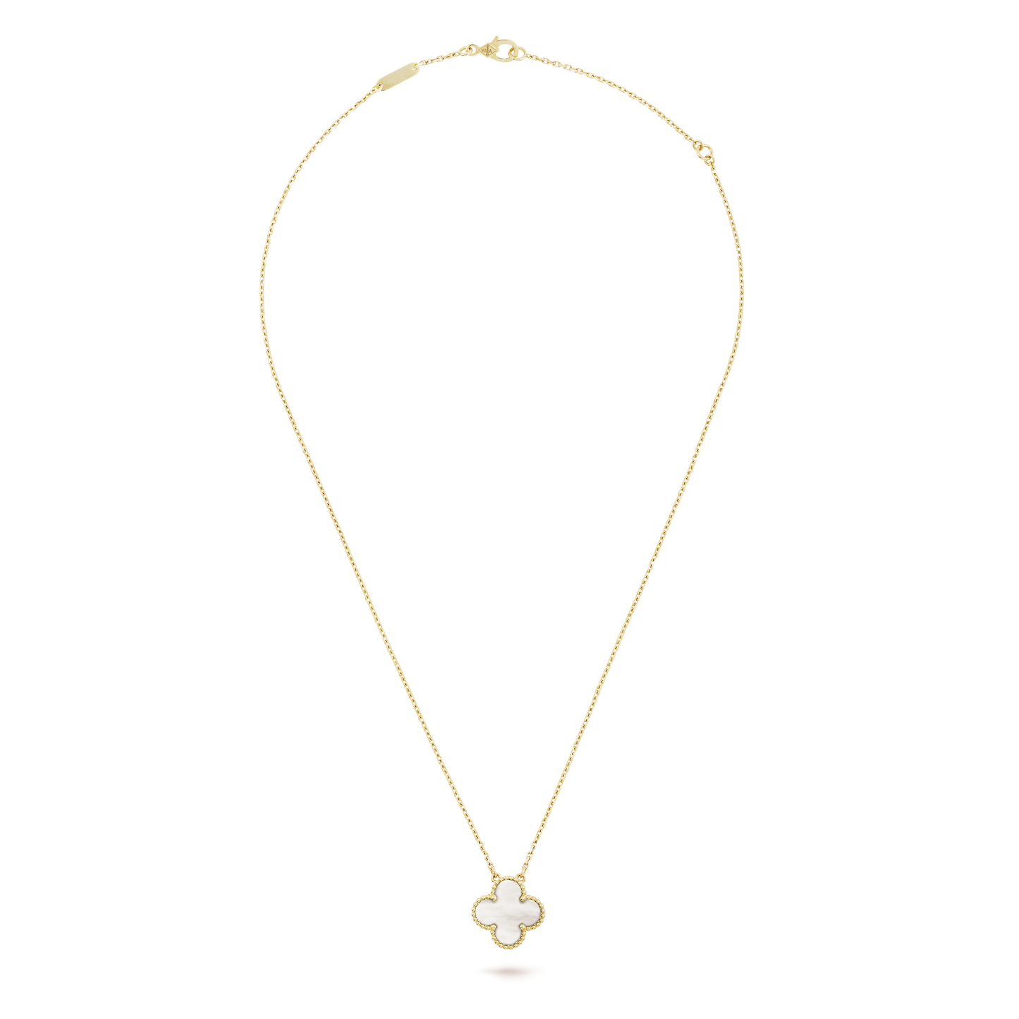 VINATGE ALHAMBRA PENDANT NECKLACE WHITE MOTHER-OF-PEARL