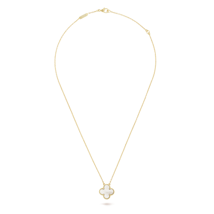 VINATGE ALHAMBRA PENDANT NECKLACE WHITE MOTHER-OF-PEARL