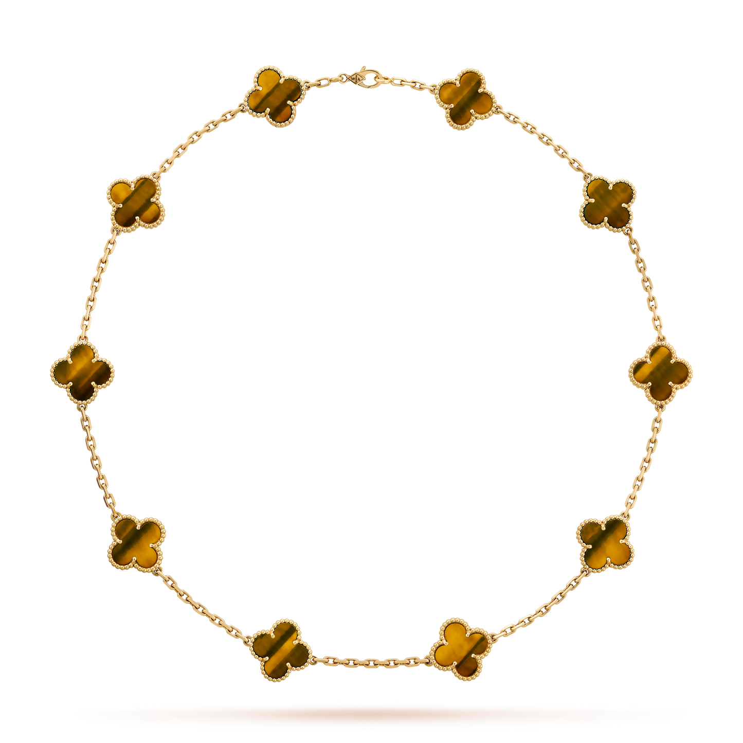 VINTAGE ALHAMBRA 7 NECKLACE WITH BROWN TIGER EYE PATTERNS