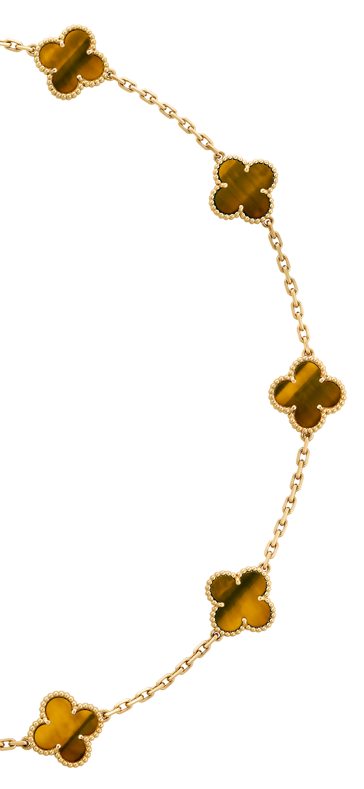 VINTAGE ALHAMBRA 7 NECKLACE WITH BROWN TIGER EYE PATTERNS