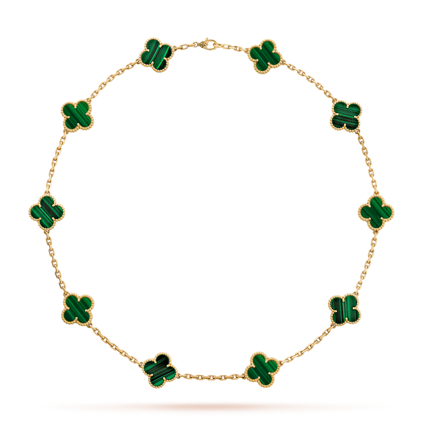 VINTAGE ALHAMBRA NECKLACE 7 MALACHITE GREEN PATTERNS