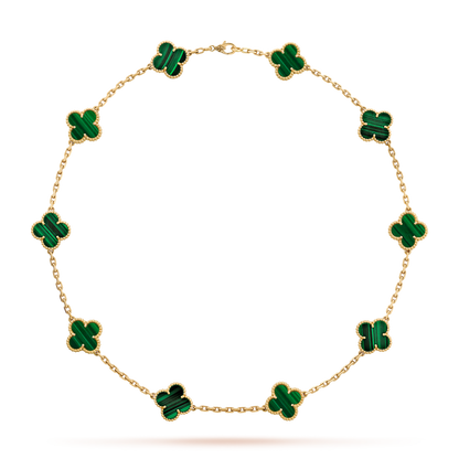 VINTAGE ALHAMBRA NECKLACE 7 MALACHITE GREEN PATTERNS