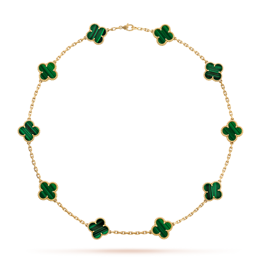 VINTAGE ALHAMBRA NECKLACE 7 MALACHITE GREEN PATTERNS