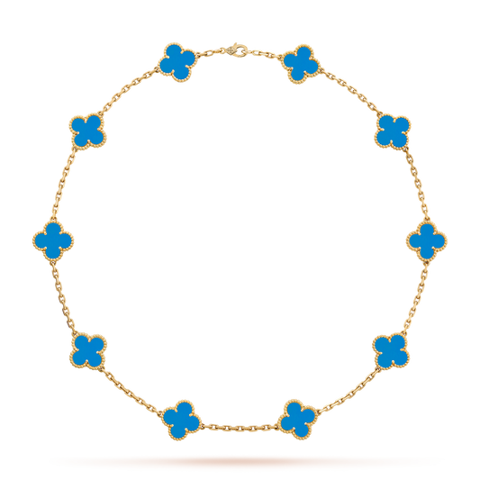 VINTAGE ALHAMBRA NECKLACE 7 SKY BLUE PATTERNS