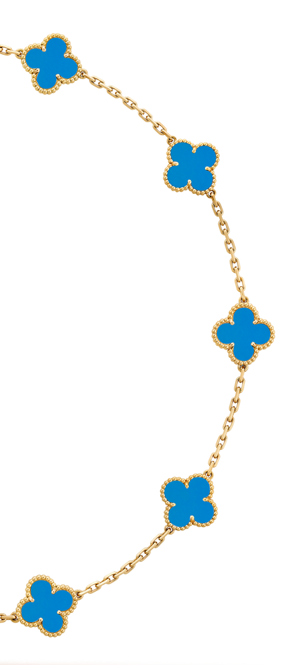 VINTAGE ALHAMBRA NECKLACE 7 SKY BLUE PATTERNS