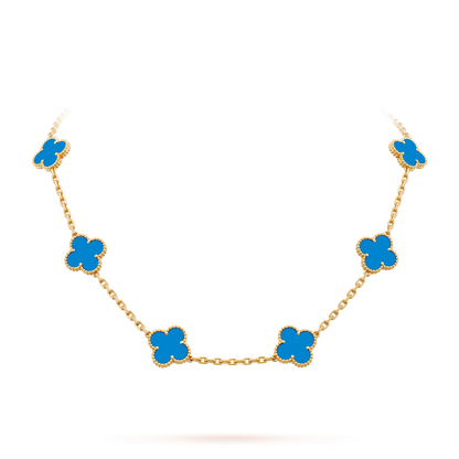 VINTAGE ALHAMBRA NECKLACE 7 SKY BLUE PATTERNS