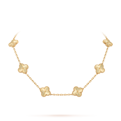 VINTAGE ALHAMBRA NECKLACE 7 GOLD MOTIFS