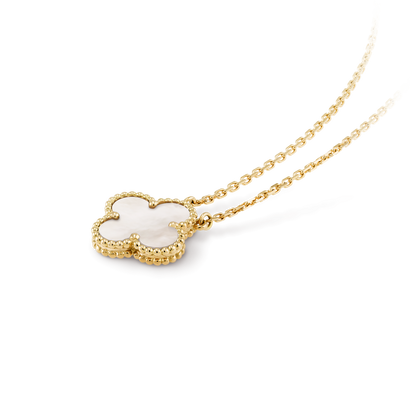 VINATGE ALHAMBRA PENDANT NECKLACE WHITE MOTHER-OF-PEARL