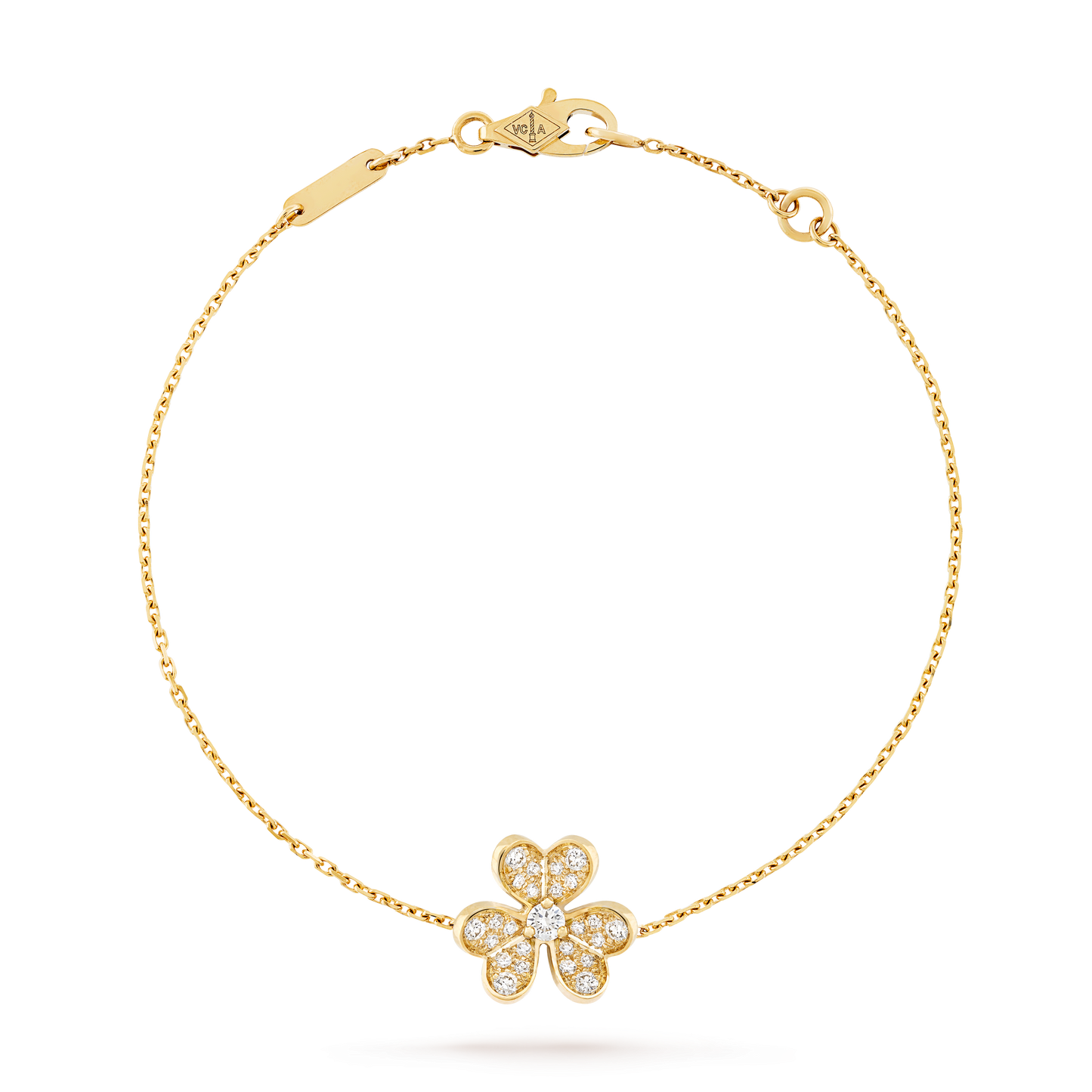 VAN CLEEF FRIVOLE MINI CURB CHAIN WHITE GOLD