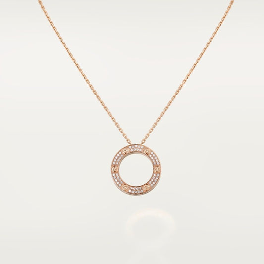 CARTIER LOVE PAVÉ ROSE GOLD PENDANT NECKLACE