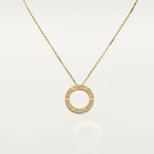 CARTIER LOVE PAVÉ GOLD PENDANT NECKLACE