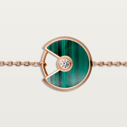 CARTIER CURB CHAIN AMULET GREEN MALACHITE ROSE GOLD