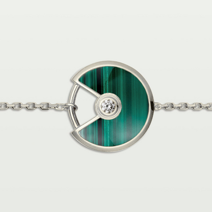 CARTIER CURB CHAIN MALACHITE GREEN AMULET WHITE GOLD