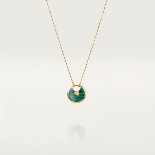 CARTIER GREEN MALACHITE GOLD AMULET NECKLACE