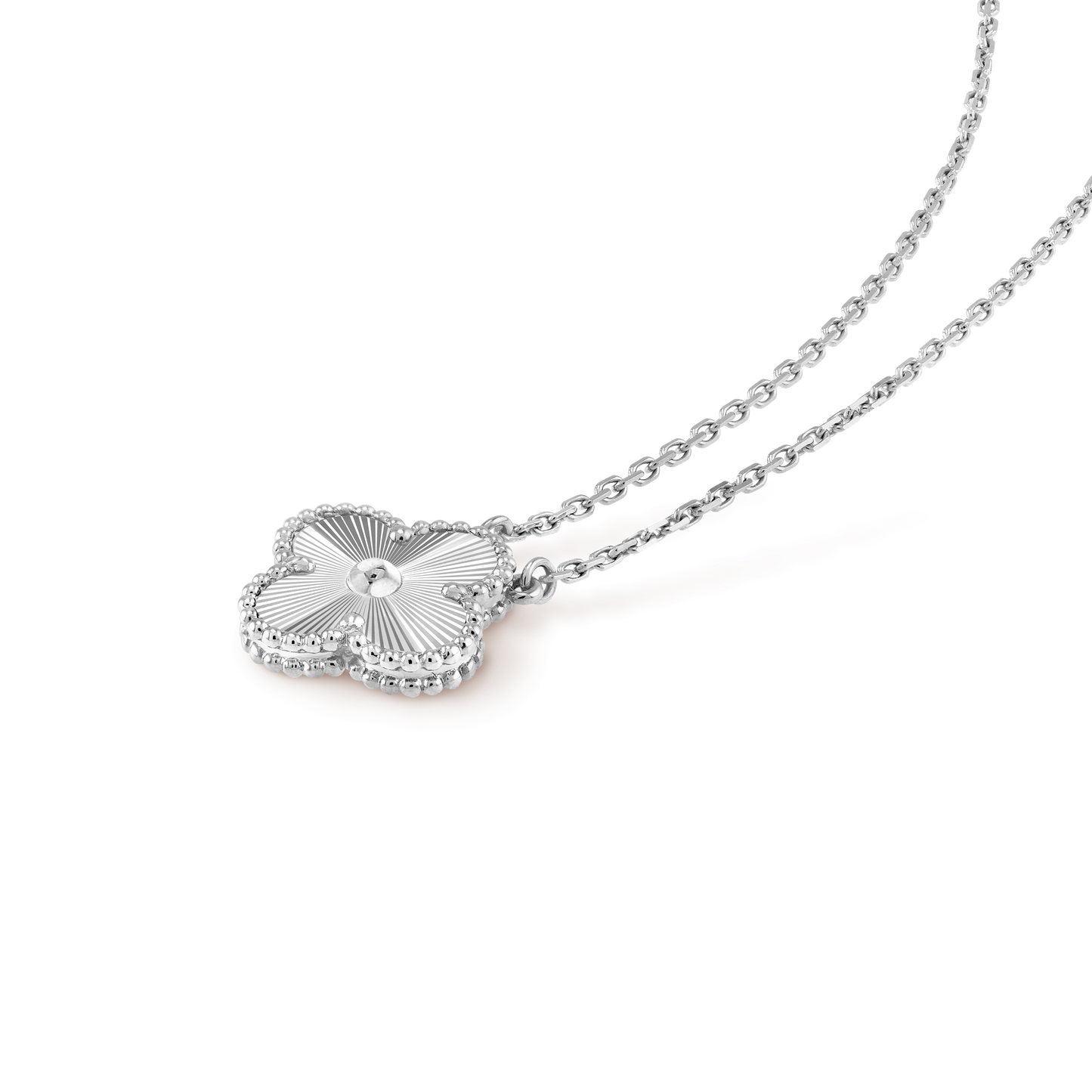 VINTAGE ALHAMBRA WHITE GOLD PENDANT NECKLACE