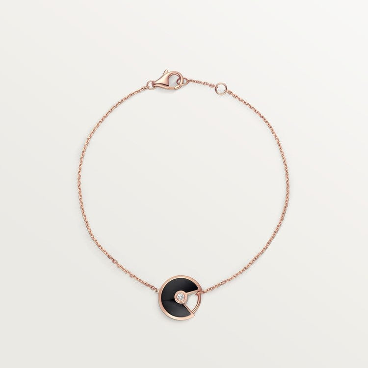 CARTIER CURB CHAIN BLACK ONYX ROSE GOLD AMULET