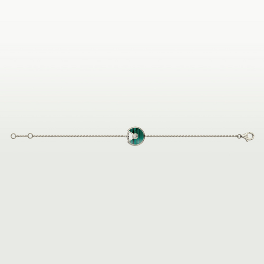 CARTIER CURB CHAIN MALACHITE GREEN AMULET WHITE GOLD