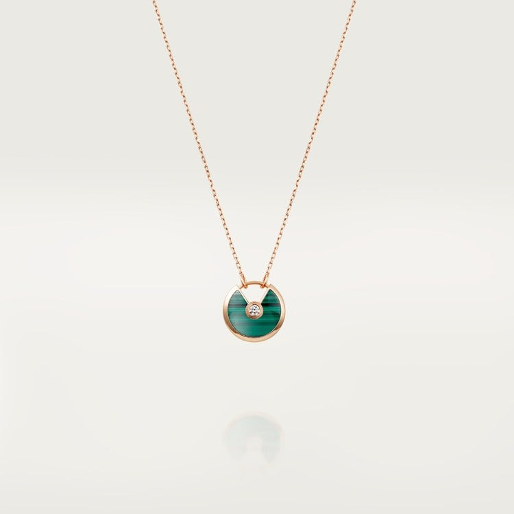 CARTIER AMULET NECKLACE GREEN MALACHITE ROSE GOLD