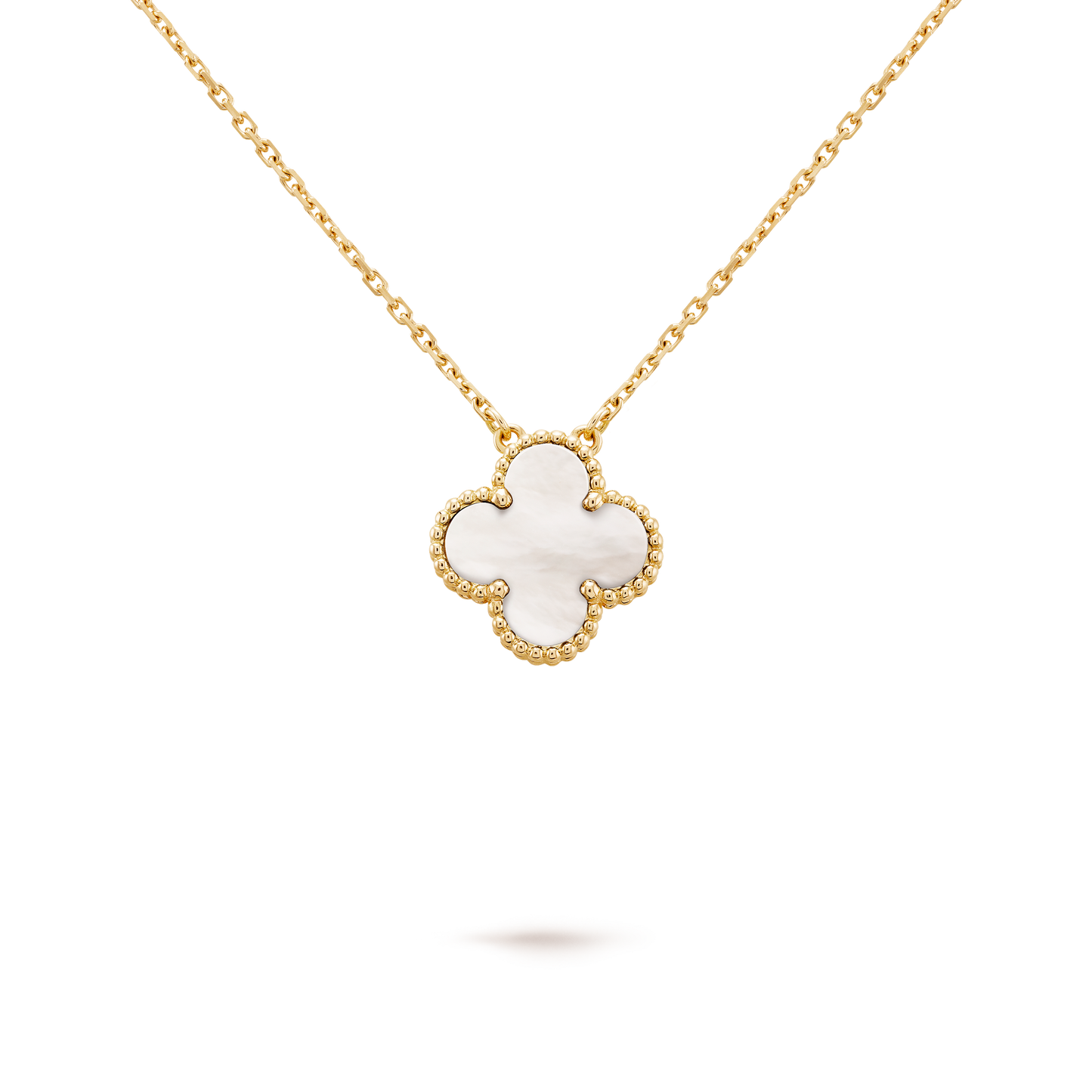 VINATGE ALHAMBRA PENDANT NECKLACE WHITE MOTHER-OF-PEARL