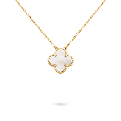 VINATGE ALHAMBRA PENDANT NECKLACE WHITE MOTHER-OF-PEARL