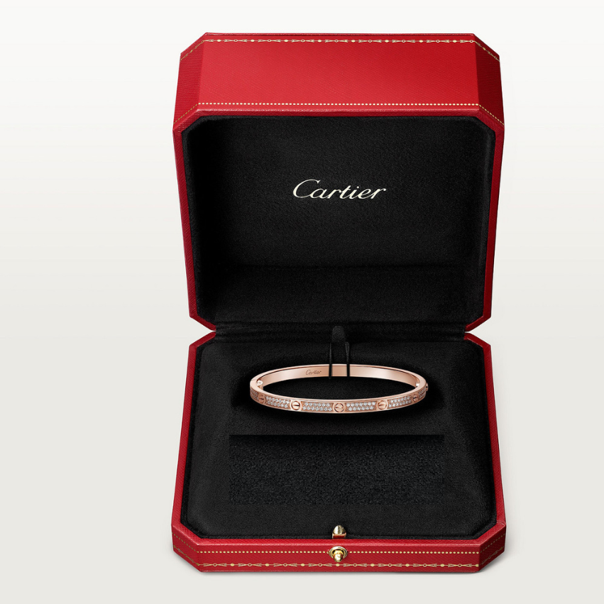 CARTIER LOVE SMALL CLASSIC PAVÉ ROSE GOLD BRACELET