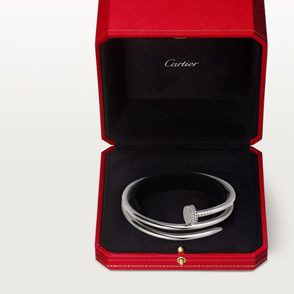 CARTIER CLOU DOUBLE TURNS DIAMONDS WHITE GOLD BRACELET