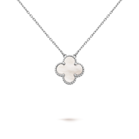 VINATGE ALHAMBRA PENDANT NECKLACE WHITE MOTHER OF PEARL