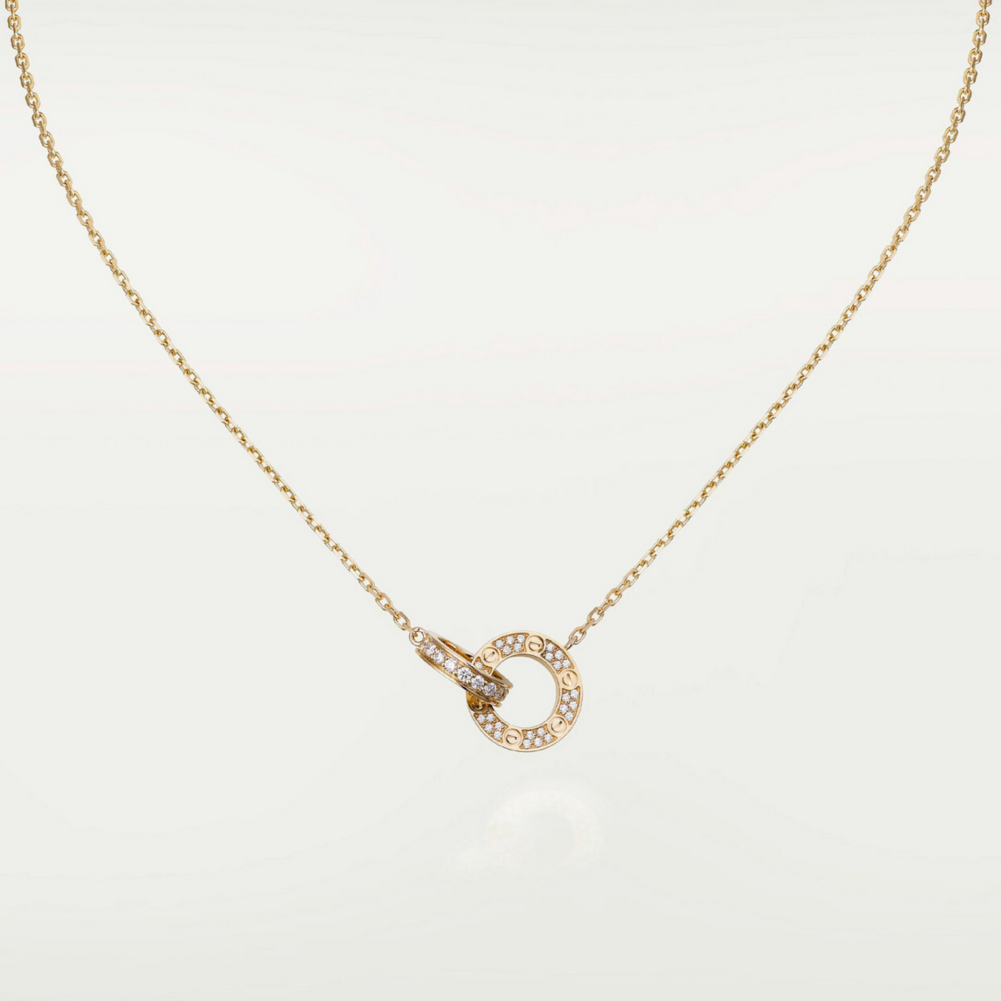 CARTIER DOUBLE PENDANT NECKLACE WITH RHINESTONE LOVE GOLD