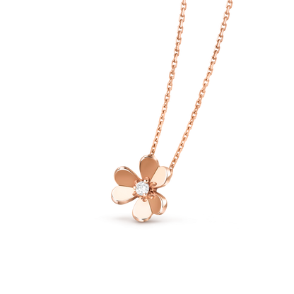 VAN CLEEF FRIVOLOUS PENDANT NECKLACE SMALL MODEL ROSE GOLD