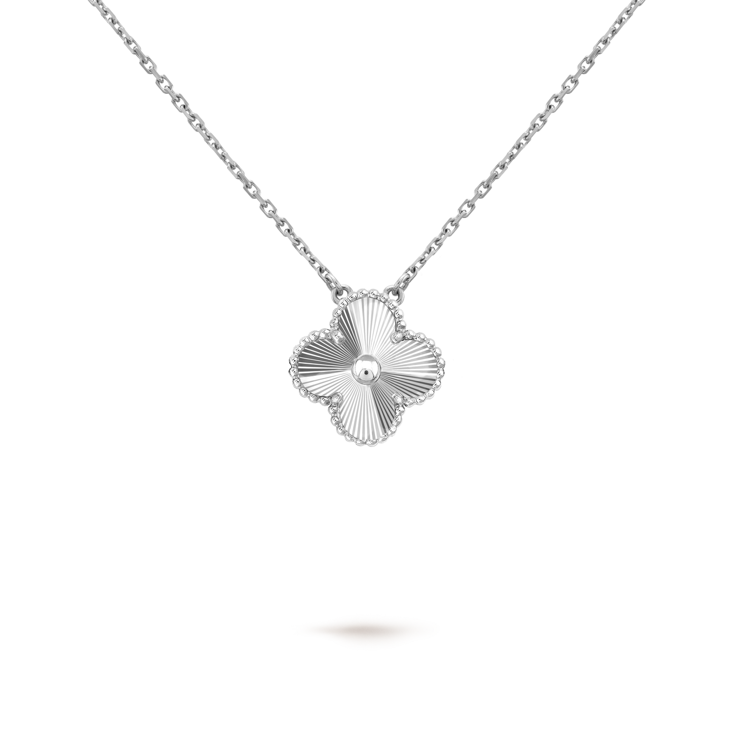 VINTAGE ALHAMBRA WHITE GOLD PENDANT NECKLACE