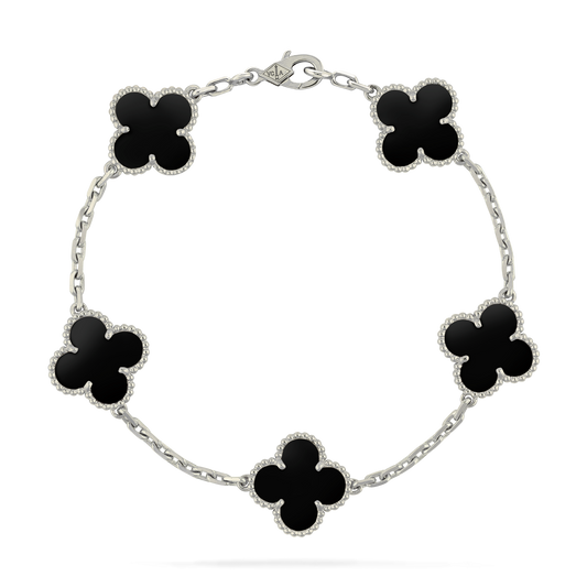 CURB CHAIN VAN CLEEF ALHAMBRA BLACK ONYX WHITE GOLD