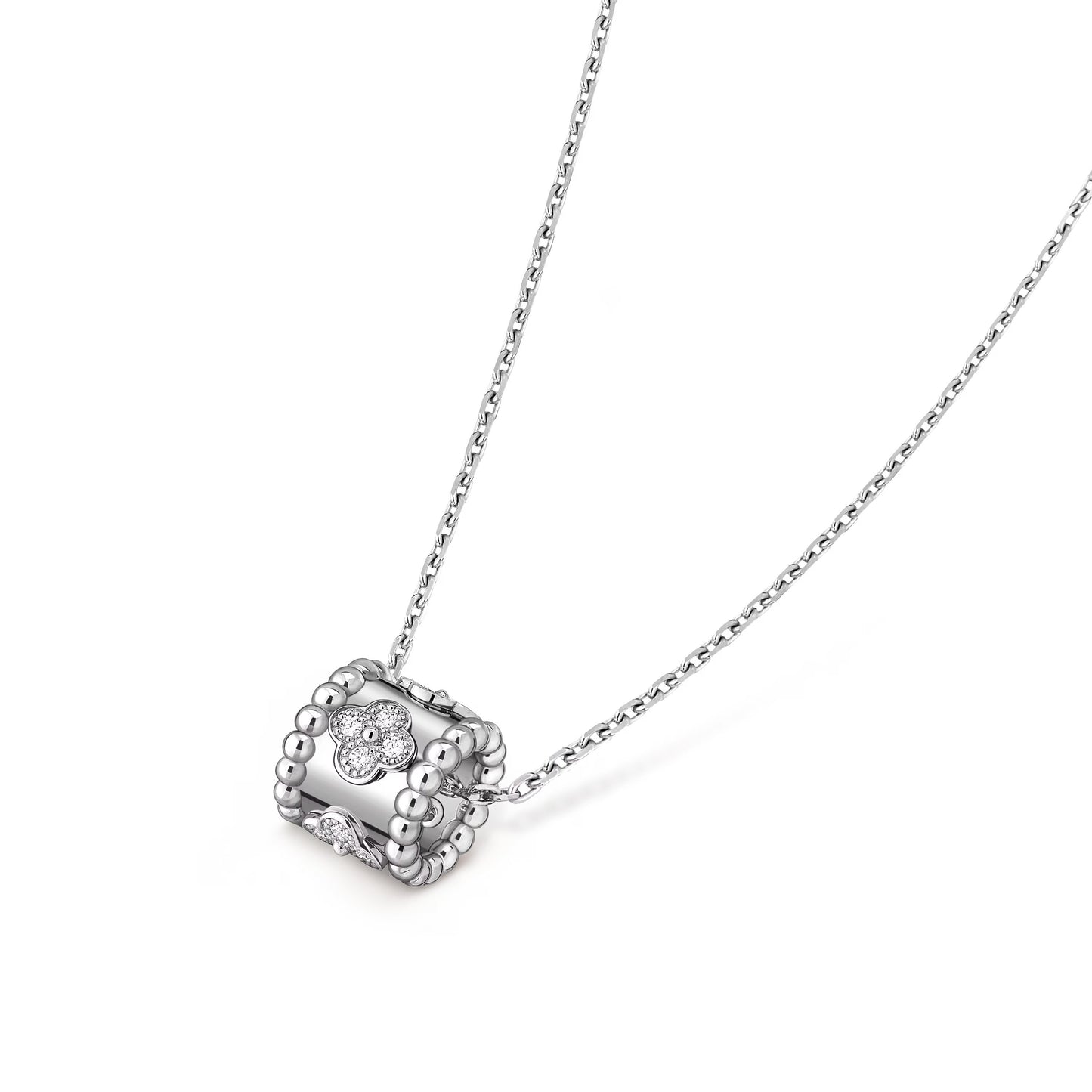 VAN CLEEF BEADED CLOVERS NECKLACE DURING WHITE GOLD