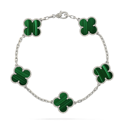 CURB CHAIN VAN CLEEF ALHAMBRA GREEN MALACHITE WHITE GOLD