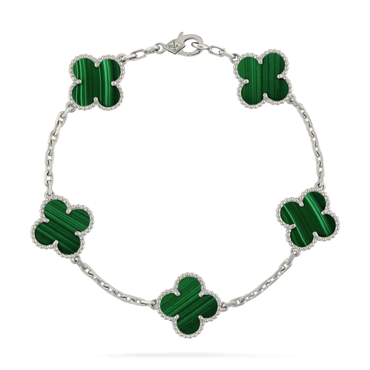 CURB CHAIN VAN CLEEF ALHAMBRA GREEN MALACHITE WHITE GOLD