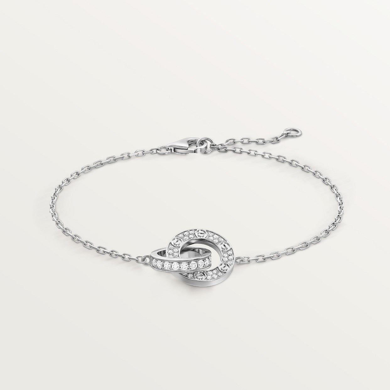 CARTIER LOVE SEMI PAVÉ WHITE GOLD CURB CHAIN