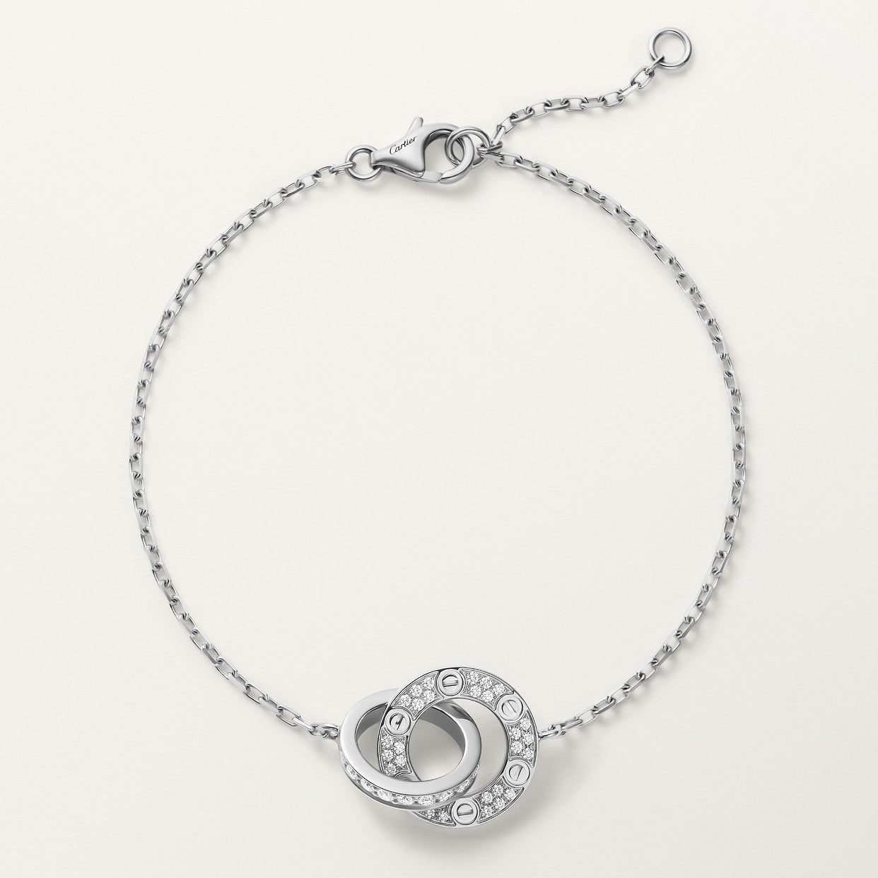 CARTIER LOVE SEMI PAVÉ WHITE GOLD CURB CHAIN