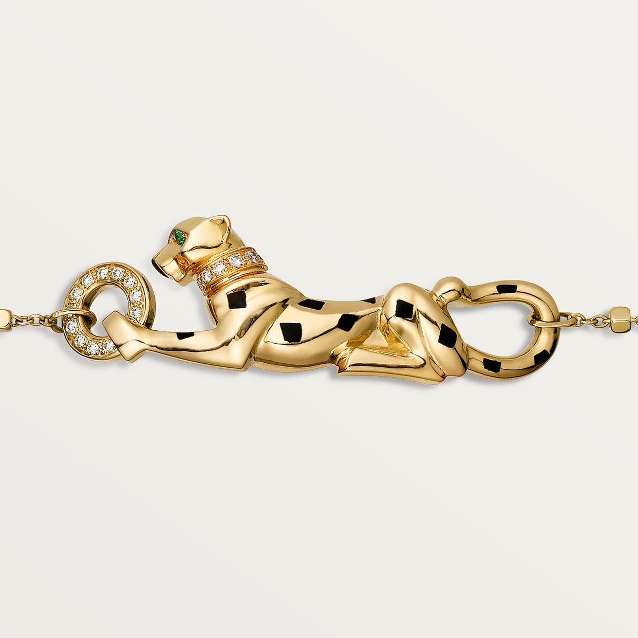 CARTIER PANTHER BRACELET ON DIAMOND-GOLD CHAIN