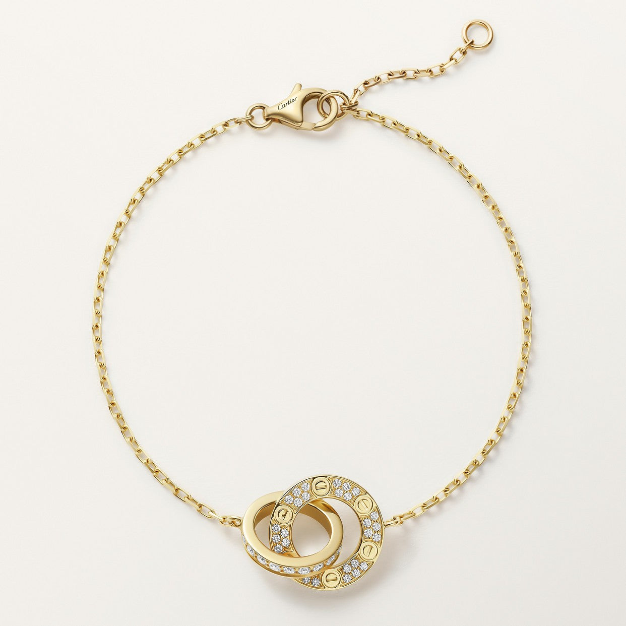 CARTIER LOVE SEMI PAVÉ GOLD CURB CHAIN