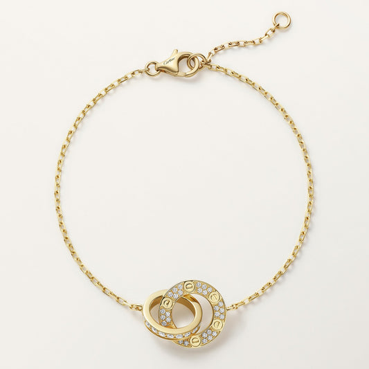 CARTIER LOVE SEMI PAVÉ GOLD CURB CHAIN