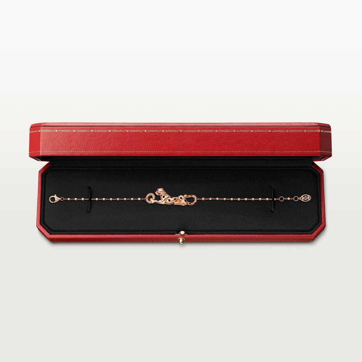 CARTIER PANTHER CURB CHAIN ON ROSE GOLD DIAMOND CHAIN