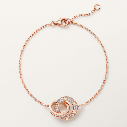 CARTIER LOVE SEMI PAVÉ-ROSE-GOLD CURB CHAIN
